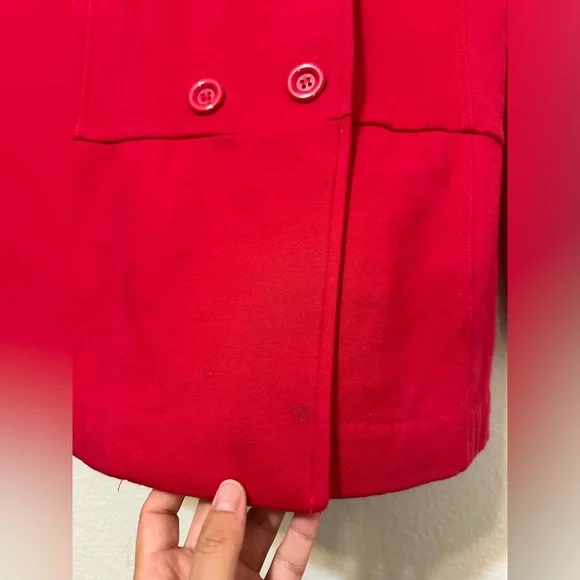 FOREVER 21 Red Double Breasted Buttoned Pea Coat - Picture 6 of 6